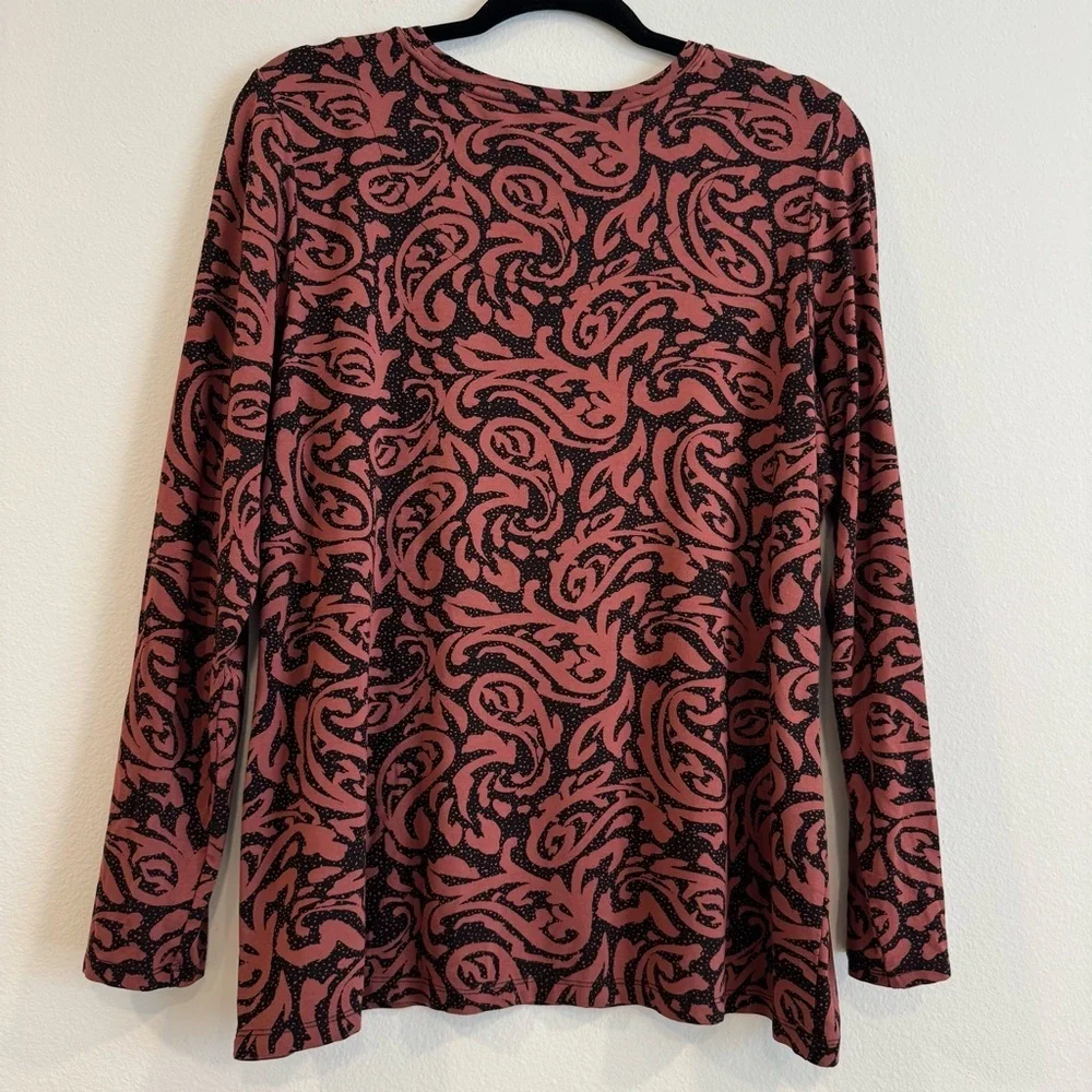 Chico’s Touch Of Cool Paisley Layering Tee Long Sleeve Comfy Stretch L - Picture 3 of 4